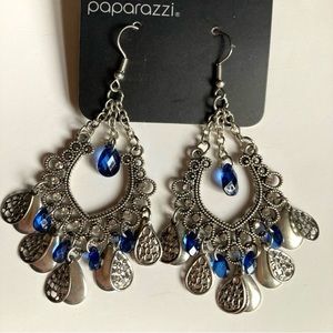 NWT Filigree Silver Dangle Earrings with Blue Beads
